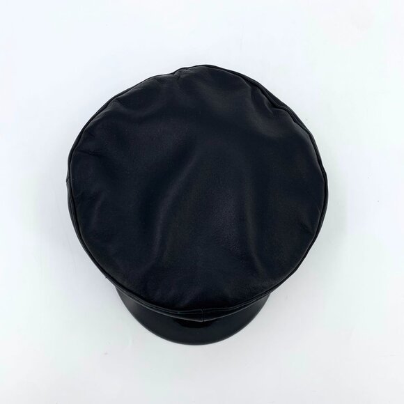 Ruslan Baginskiy Black Leather Navy Cap Beret Style XS 100% Leather Made In Ukra